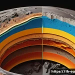 Home 22 지구과학과 지구 내부 구조 - A highly detailed and scientifically accurate cross-section diagram of the Earth, revealing its dist...