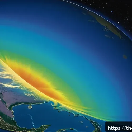 Home 31 지구과학과 오존 연구 - A highly detailed scientific illustration of Earth’s atmospheric layers focusing on the stratosphere...